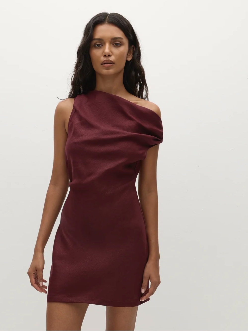 FAITHFULL THE BRAND - Suis Mini Dress in Bordeaux (XS)